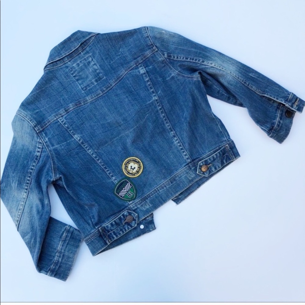 Patchwork Oversized Crop Denim Patch Pin Button - image 6